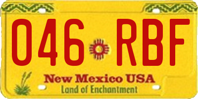 NM license plate 046RBF