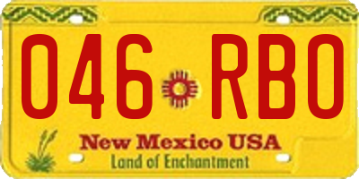 NM license plate 046RBO