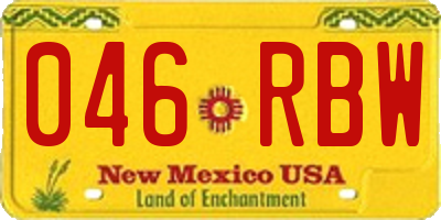 NM license plate 046RBW