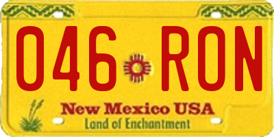 NM license plate 046RON