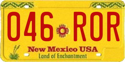 NM license plate 046ROR