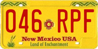 NM license plate 046RPF