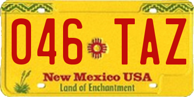 NM license plate 046TAZ