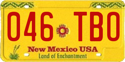 NM license plate 046TBO