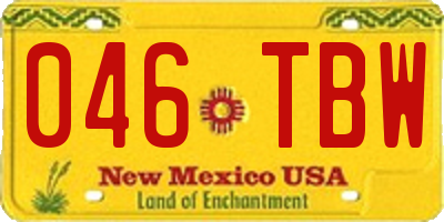 NM license plate 046TBW