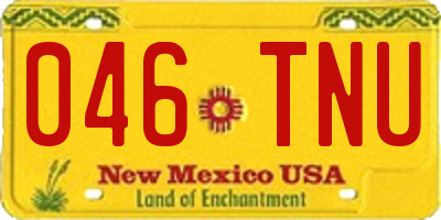 NM license plate 046TNU