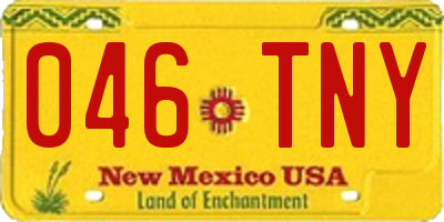 NM license plate 046TNY