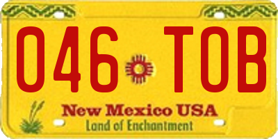 NM license plate 046TOB