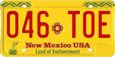 NM license plate 046TOE