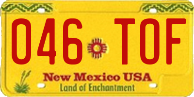 NM license plate 046TOF