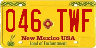 NM license plate 046TWF
