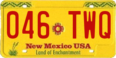 NM license plate 046TWQ