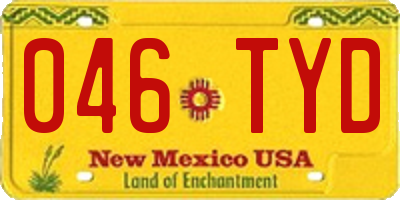 NM license plate 046TYD