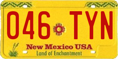 NM license plate 046TYN