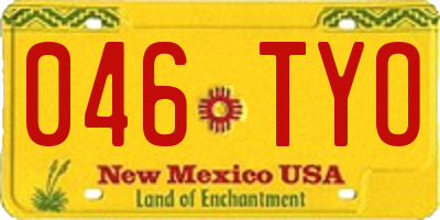 NM license plate 046TYO