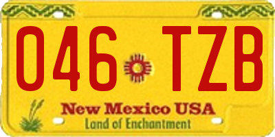 NM license plate 046TZB