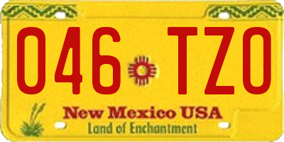 NM license plate 046TZO