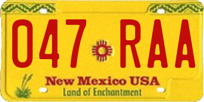 NM license plate 047RAA