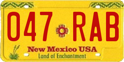 NM license plate 047RAB