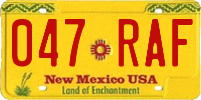 NM license plate 047RAF