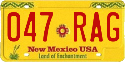 NM license plate 047RAG