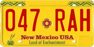 NM license plate 047RAH