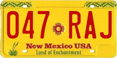 NM license plate 047RAJ