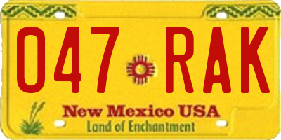 NM license plate 047RAK