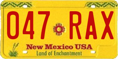 NM license plate 047RAX