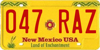 NM license plate 047RAZ