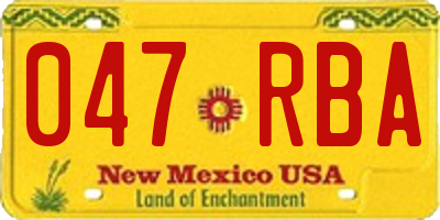 NM license plate 047RBA