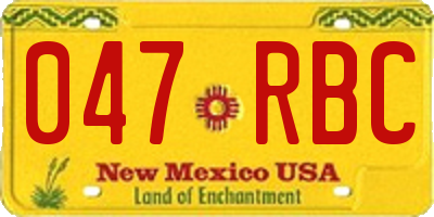 NM license plate 047RBC