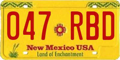 NM license plate 047RBD