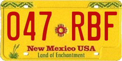NM license plate 047RBF