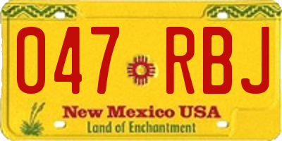 NM license plate 047RBJ