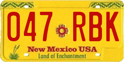 NM license plate 047RBK