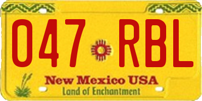 NM license plate 047RBL