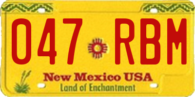 NM license plate 047RBM