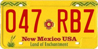 NM license plate 047RBZ