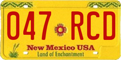 NM license plate 047RCD