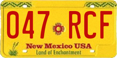 NM license plate 047RCF