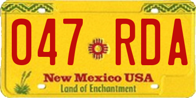 NM license plate 047RDA