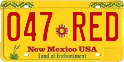 NM license plate 047RED