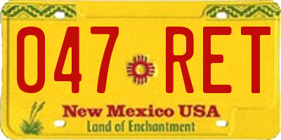 NM license plate 047RET