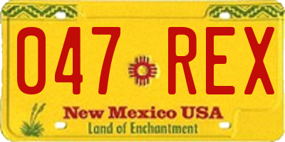 NM license plate 047REX