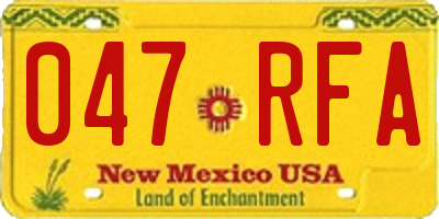 NM license plate 047RFA