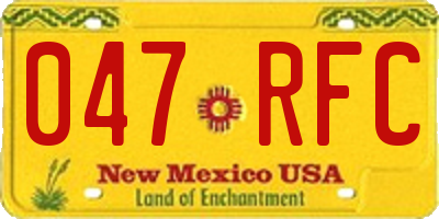 NM license plate 047RFC