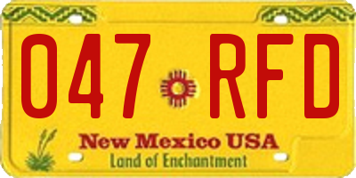 NM license plate 047RFD