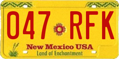NM license plate 047RFK