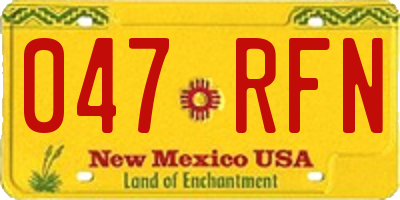 NM license plate 047RFN